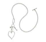 Chanour NN3553 Handmade Big Heart Crystal Pewter Necklace