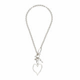 Chanour NN3553 Handmade Big Heart Crystal Pewter Necklace