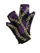 Windhorse Trading 8128NP Navy Purple Embroidered Cotton Hand Warmer Fingerless Gloves