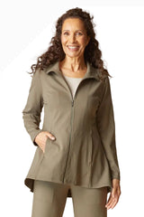 Habitat 10611UM UMBER Zip Front Hi-Lo Hemline Luxe Ponte Soho Jacket