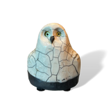 Alan Potter OWLSM Small White Owl Handmade Raku Ceramic Sculpture