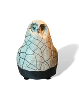 Alan Potter OWLMED Medium White Owl Handmade Raku Ceramic Sculpture