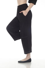 Moonlight P3922NP BLACK Pull-On Lantern Pants With White Contrast Stitching