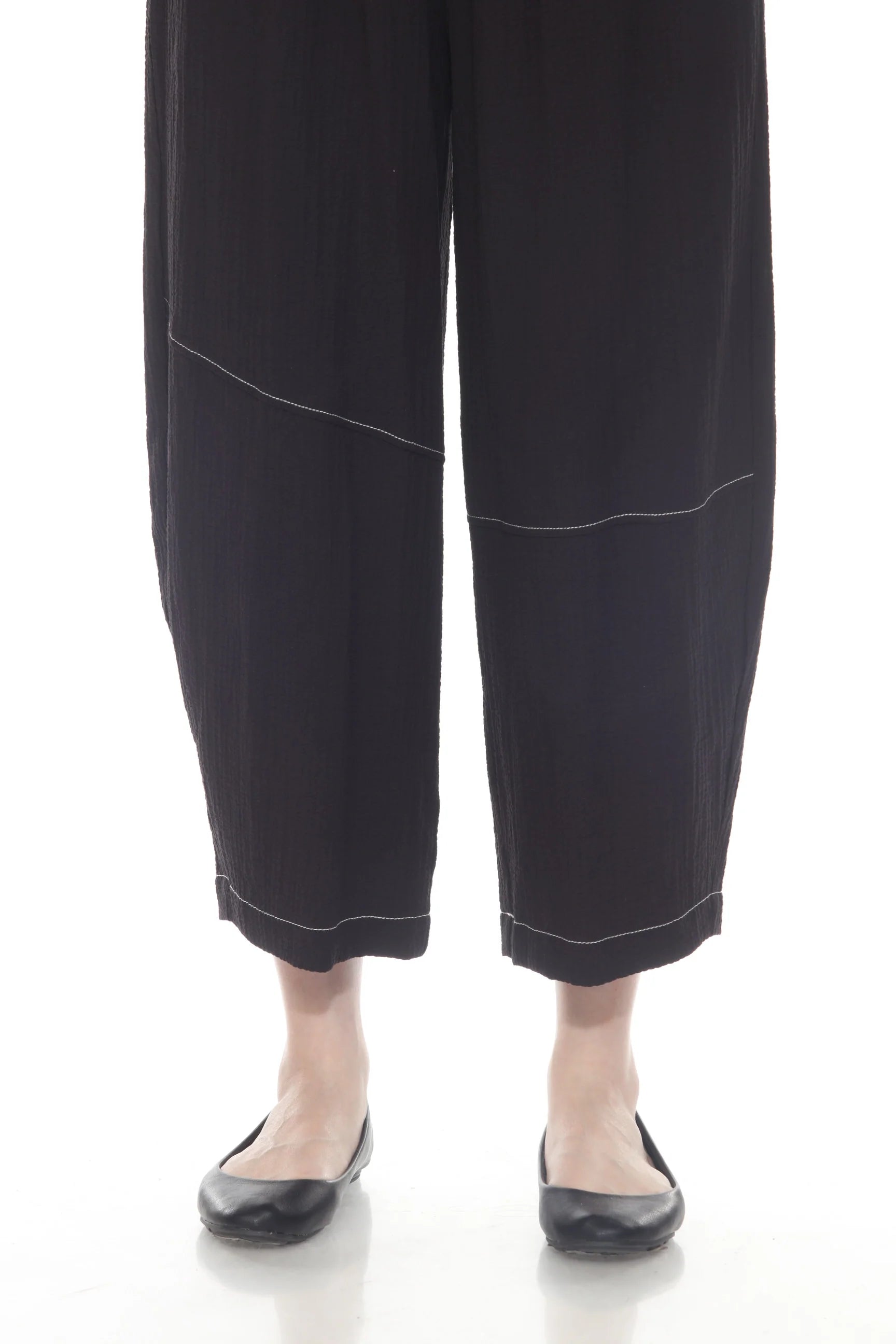 Moonlight P3922NP BLACK Pull-On Lantern Pants With White Contrast Stitching