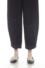 Moonlight P3922NP BLACK Pull-On Lantern Pants With White Contrast Stitching