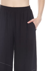 Moonlight P3922NP BLACK Pull-On Lantern Pants With White Contrast Stitching