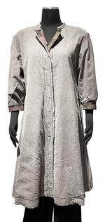 Paper Lace PL-C302J Grey One Size 100% Cotton Reversible Button Front Long Coat With Pockets