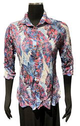 Carine BC16097 PETAL ESSENCE Burnout Crinkle Sabrina Shirt