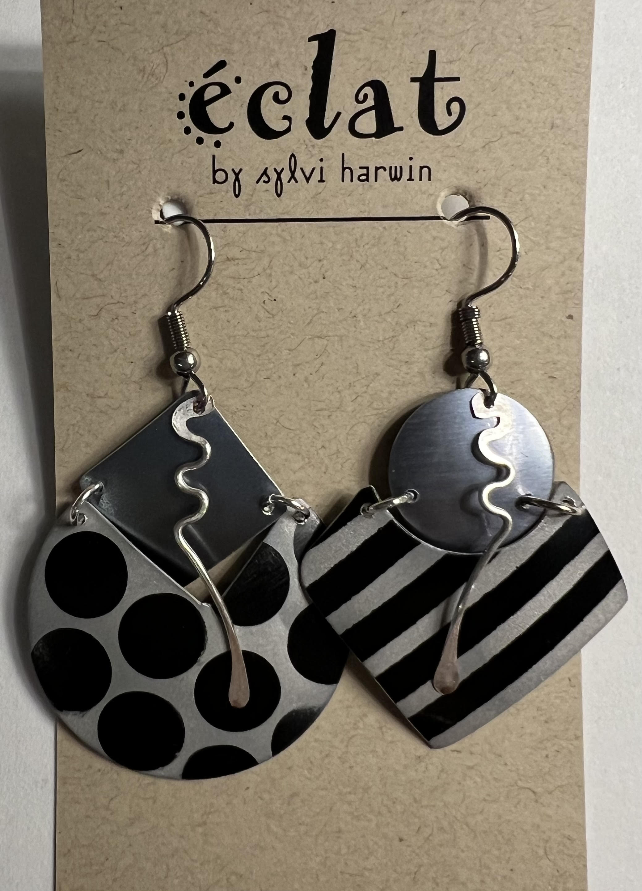 éclat by Sylvi Harwin PR4BS Black Silver Anodized Aluminum Earrings