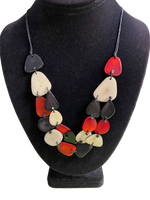 Canoa 2-STRAND Red Black Stone Tagua Necklace