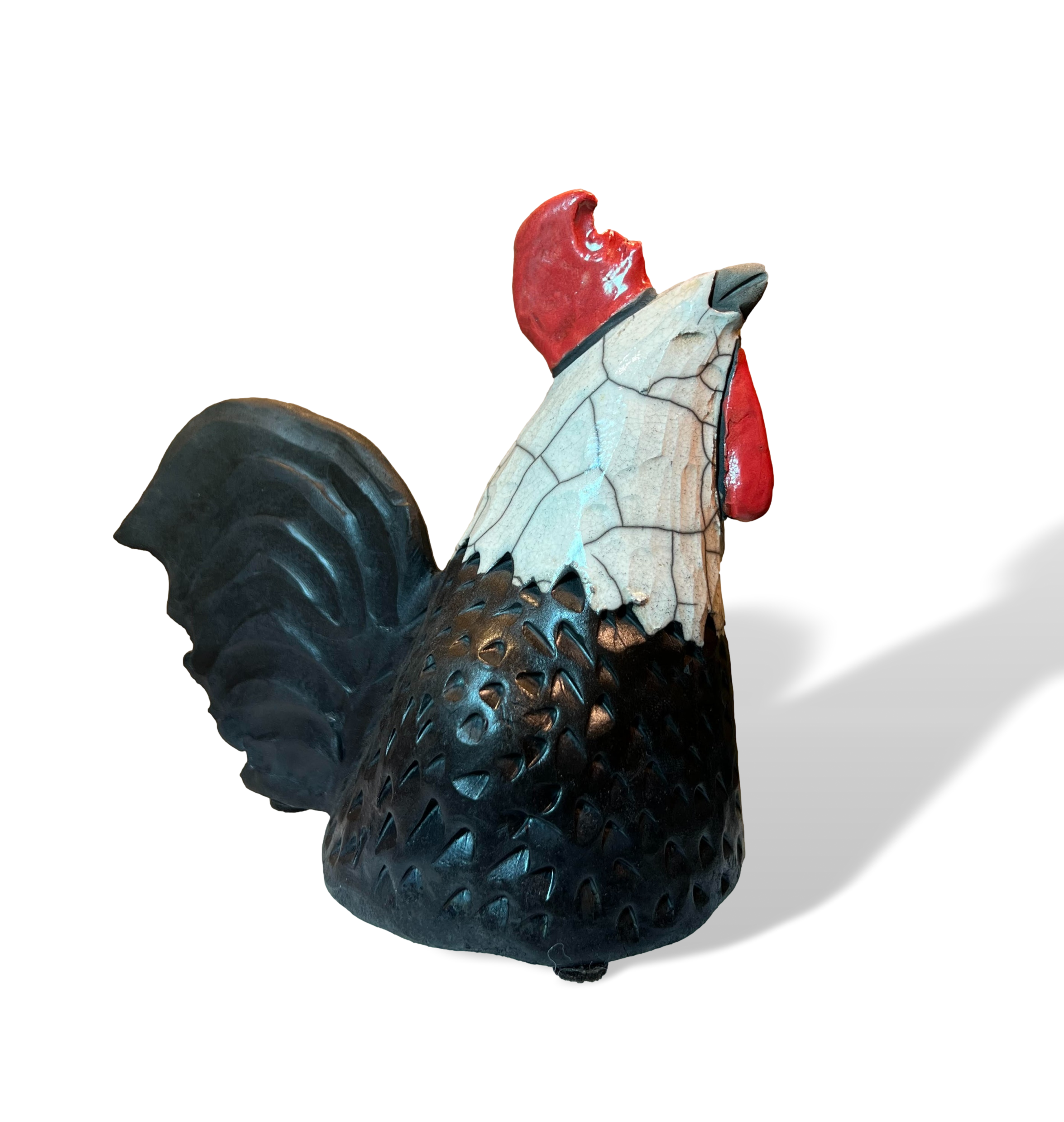 Alan Potter RSTRMED Medium Rooster Raku Ceramic Pottery Sculpture