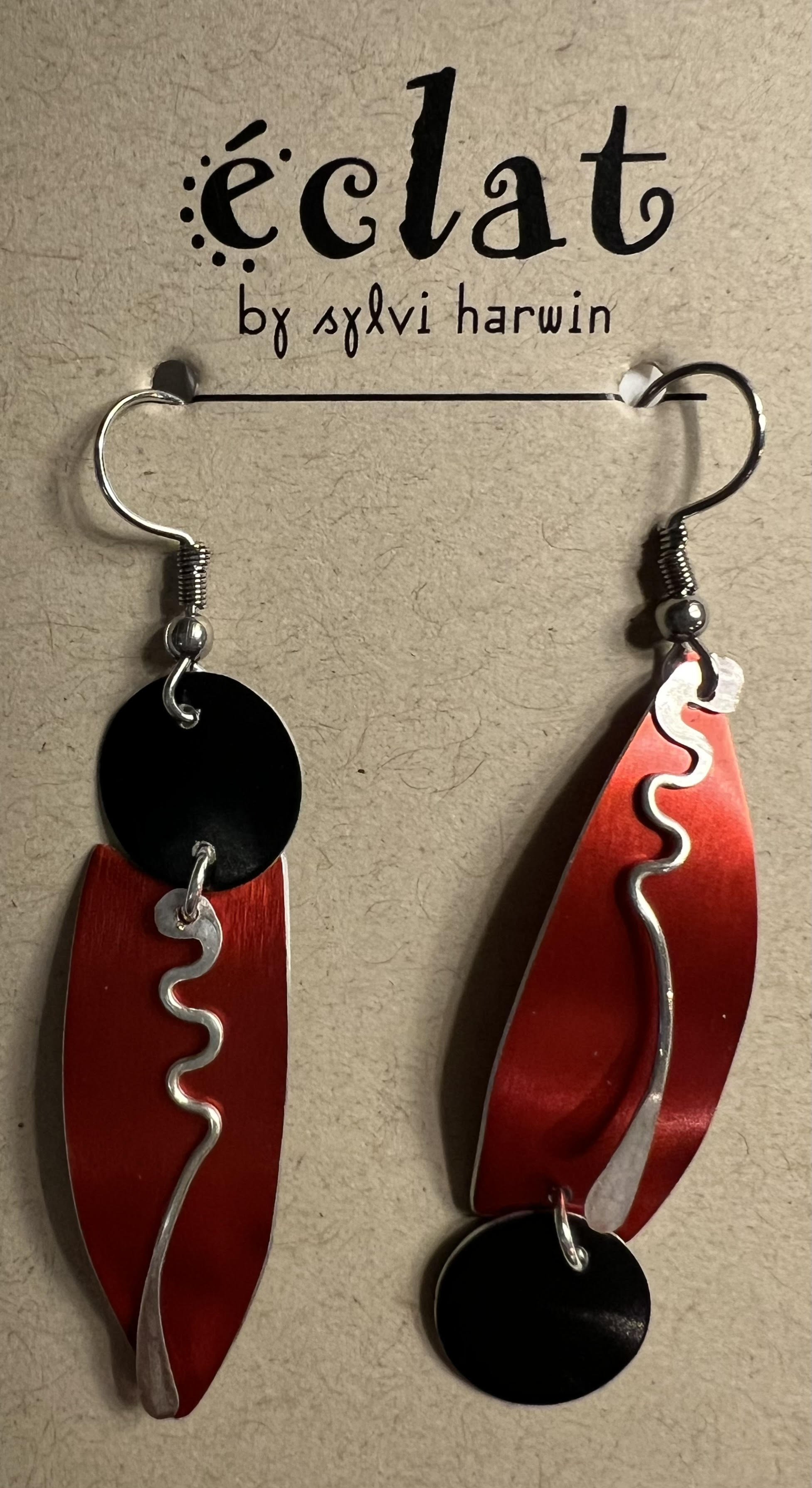 éclat by Sylvi Harwin RT4RB Red Black Anodized Aluminum Earrings