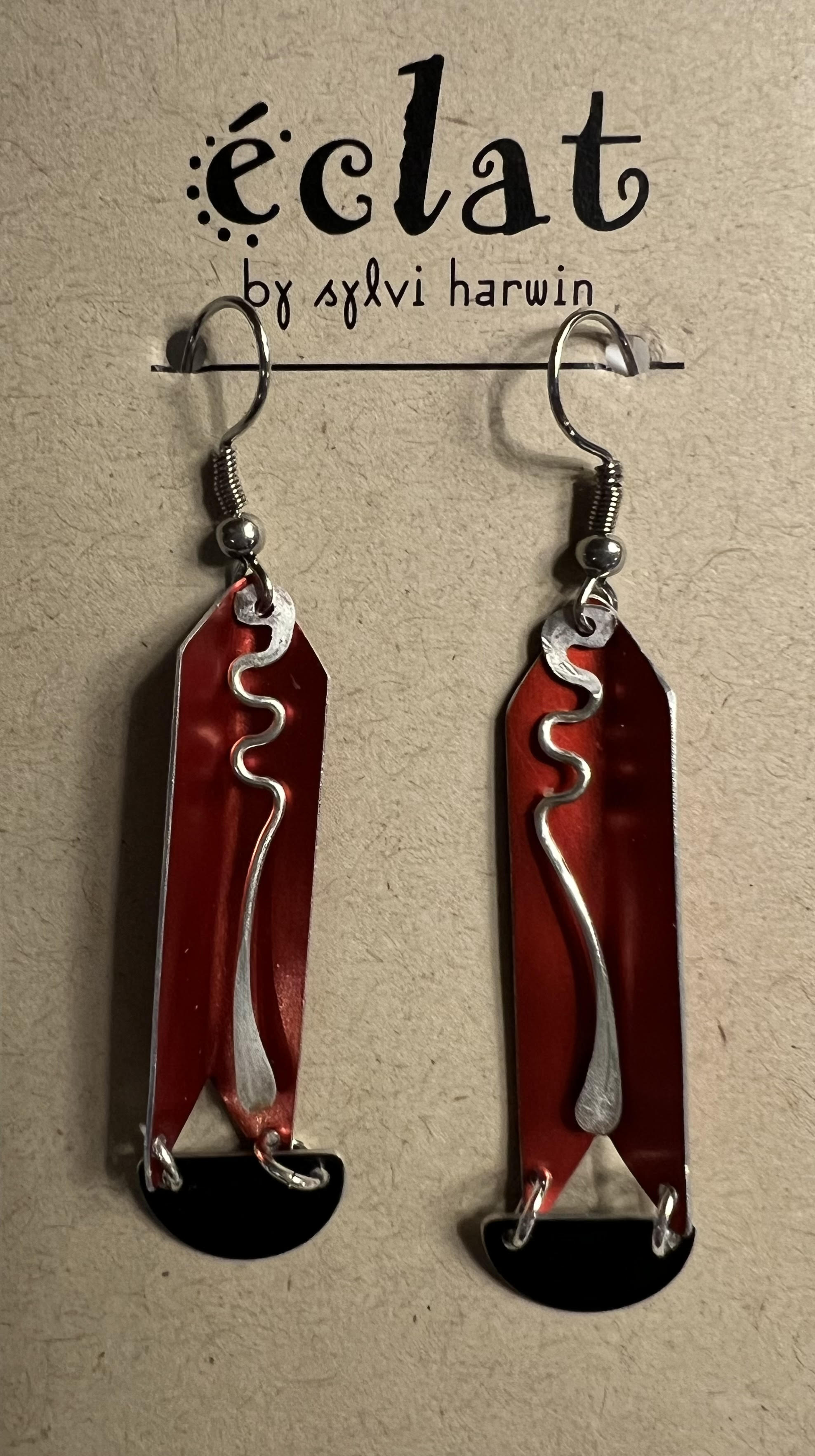 éclat by Sylvi Harwin RT Red Black Anodized Aluminum Earrings