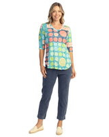 Jess & Jane SC3-2193 Momo Crushed V-Neck Top With Elbow Length Sleeves