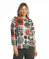 Jess & Jane SC6-2246 BIMBA Crushed Asymmetric Top With Button Accents
