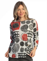 Jess & Jane SC6-2246 BIMBA Crushed Asymmetric Top With Button Accents