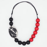 Sylca SD25N11BR Black and Red Medallion Statement Necklace