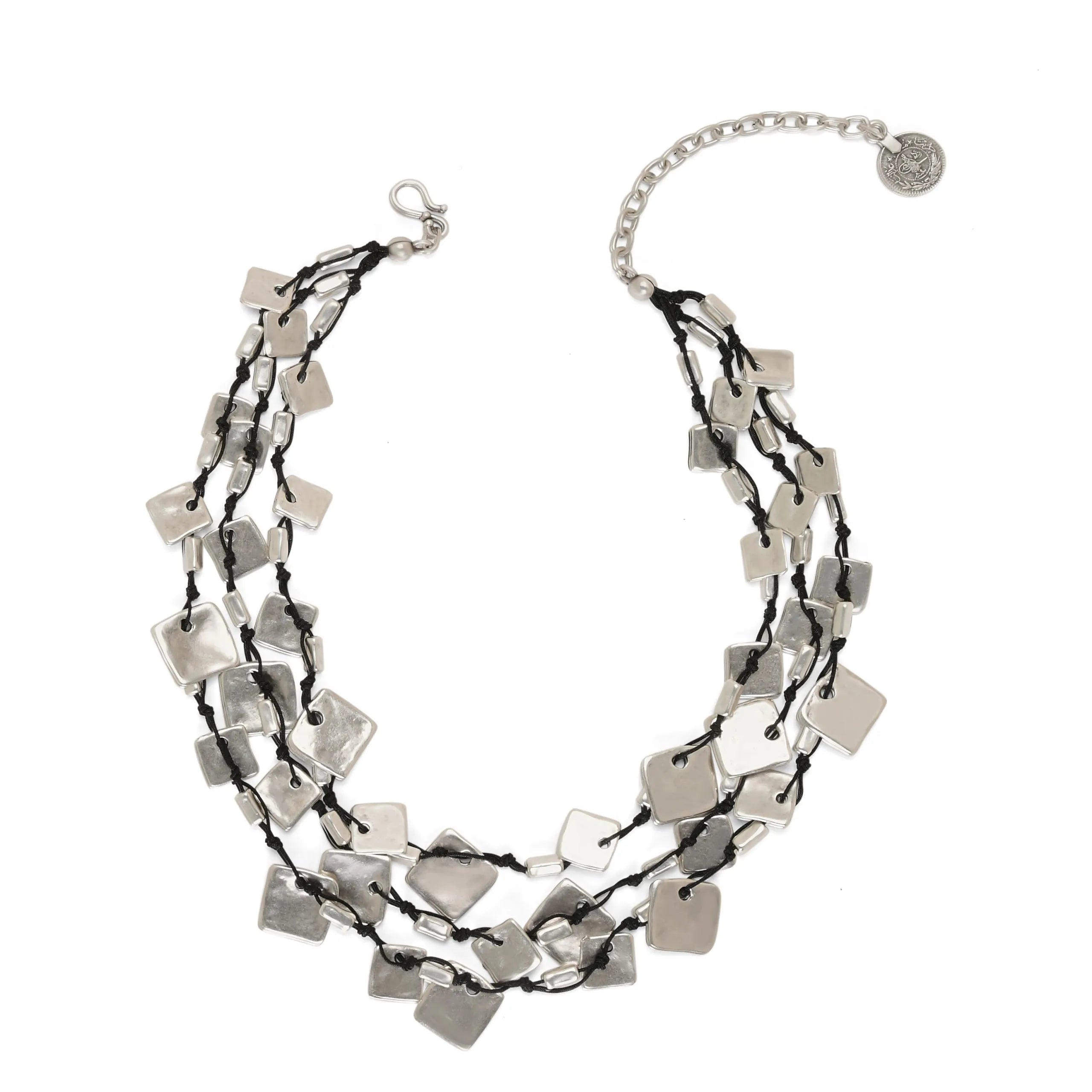 Chanour SLVR1033 Handmade Three Strand Silver Plated Pewter Necklace