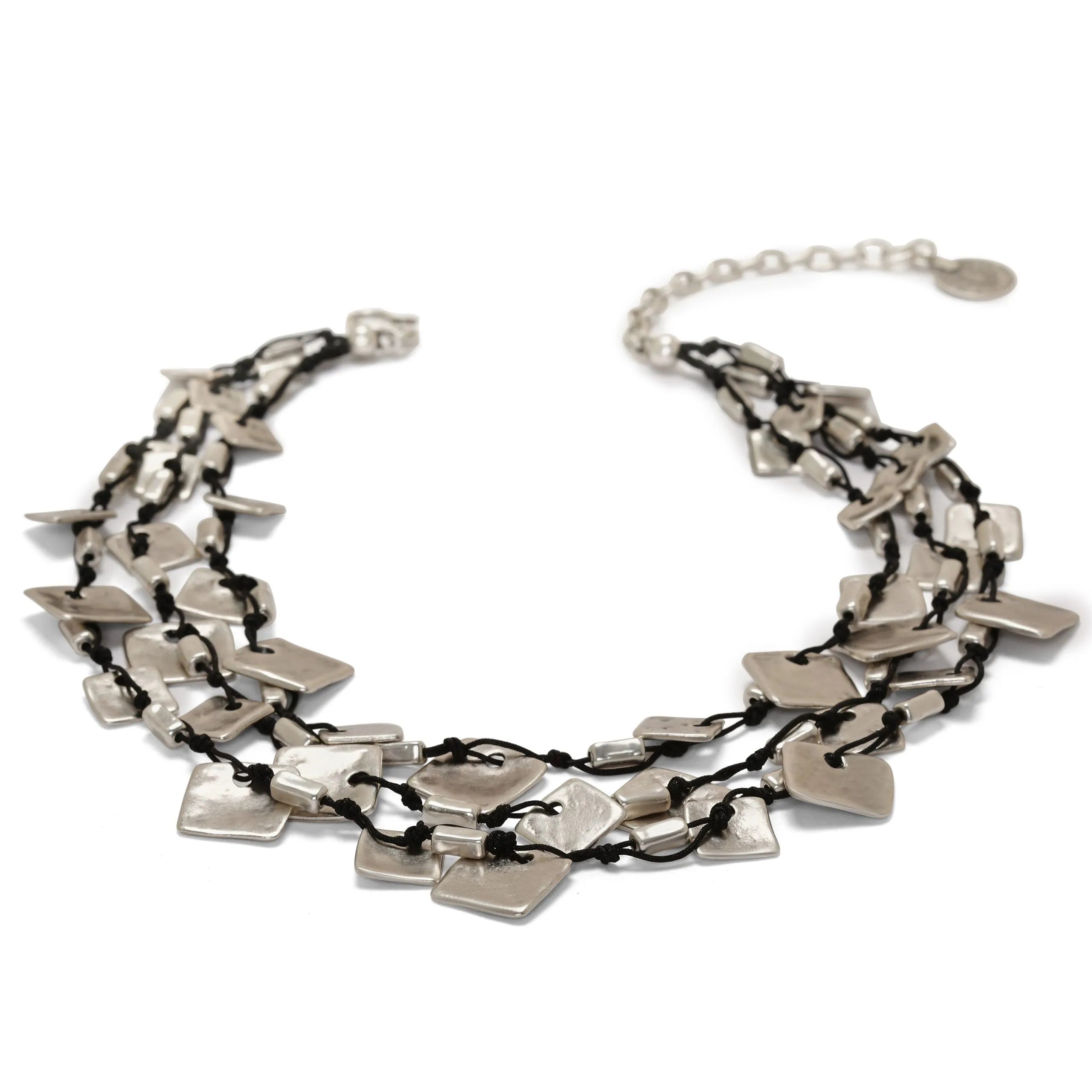 Chanour SLVR1033 Handmade Three Strand Silver Plated Pewter Necklace
