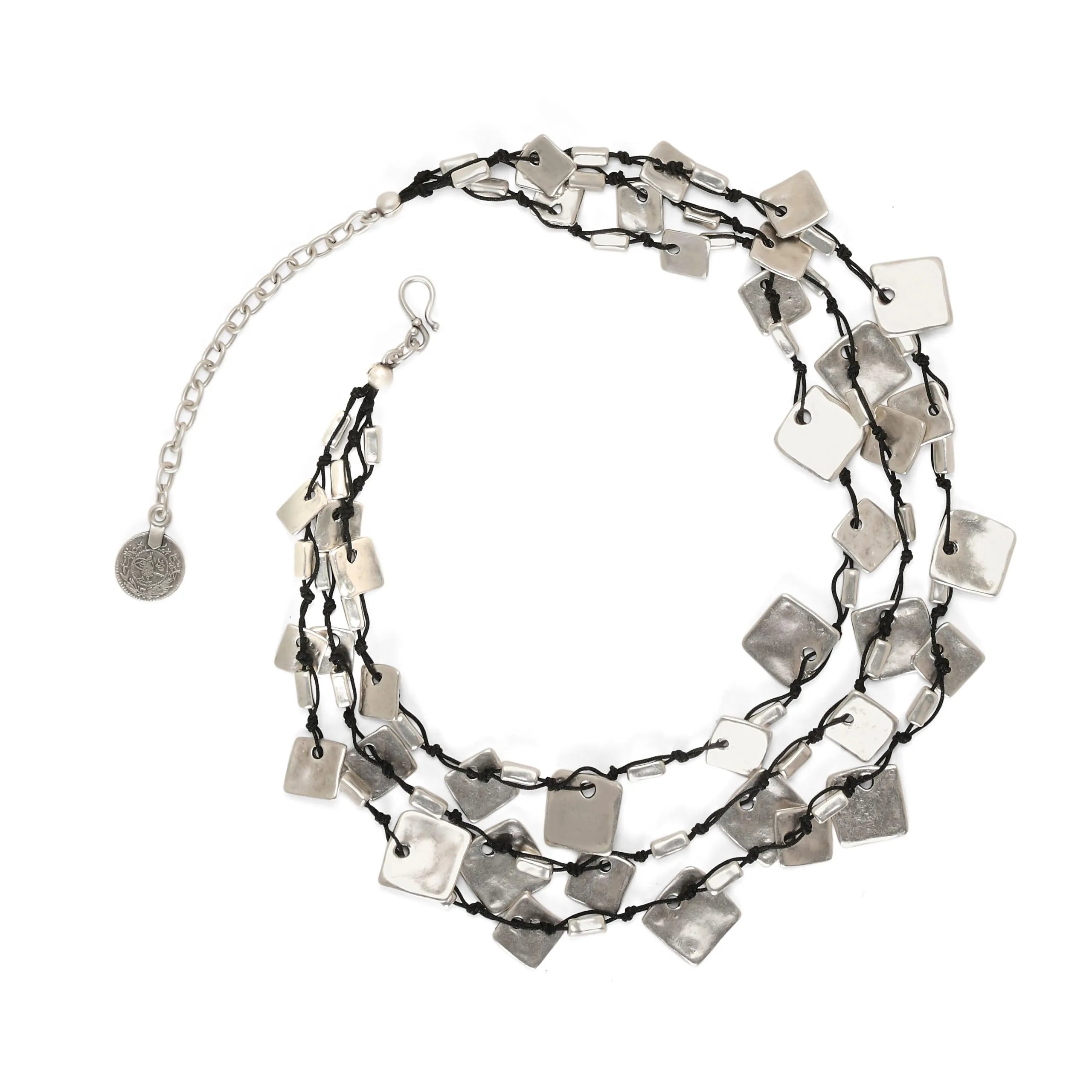 Chanour SLVR1033 Handmade Three Strand Silver Plated Pewter Necklace
