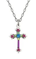 Firefly 8496SAP Sapphire Dainty Color Cross Necklace