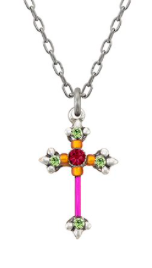 Firefly 8496FH Fuchsia Dainty Color Cross Necklace