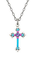 Firefly 8496TQ Turquoise Dainty Color Cross Necklace
