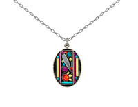 Firefly 9039-MC Multicolor Botanical Oval Pendant Necklace