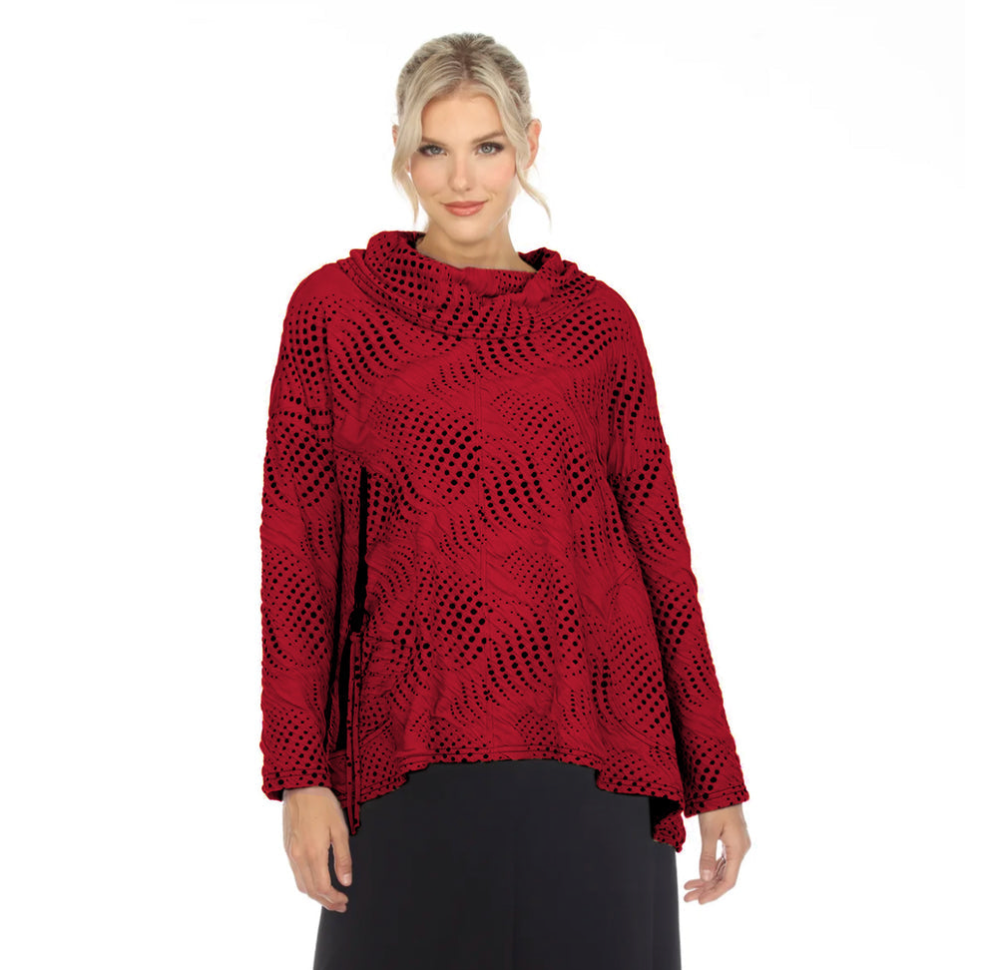 Moonlight 3799RD Red Polka Dot Cowl Neck Sweater