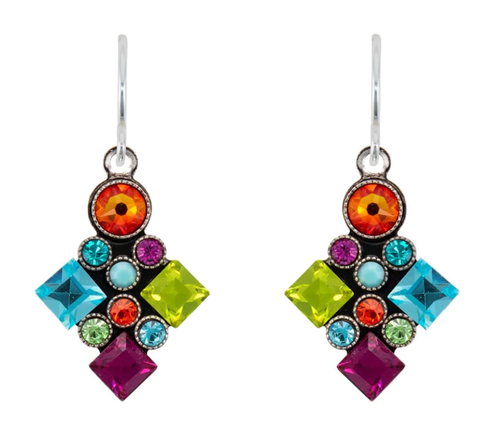 Firefly E310-MC Multicolor Architectural Long Diamond Earrings