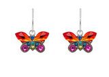 Firefly 7789-MC Butterfly European Glass Crystal Earrings