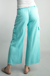 Tempo Paris 558AT Tiffany 100% Wash Linen Pull On Cargo Pants