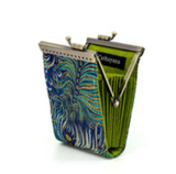 Cathayana CHR-67 Grey and Yellow Brocade Peacock Card Holder With Rfid Card Case Card Wallet