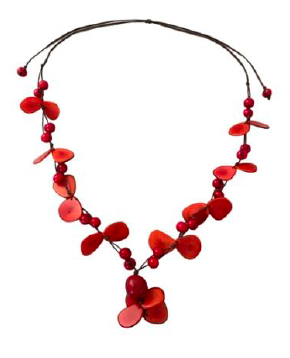 Canoa TSL5 RED Tassels Tagua Necklace