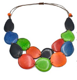 Canoa CLSC1 Green Blue Red Orange Black Classic Two Strand Tagua Necklace