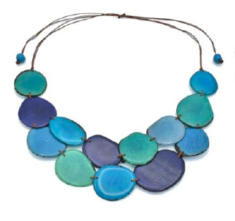 Canoa CLSC4 Blue Mix Classic Two Strand Tagua Necklace