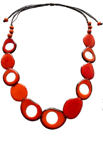 Canoa SSHLW3 Orange Single Strand Adjustable Tagua Necklace