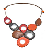 Canoa Naturals BIB2 Orange Brown Tagua Bib Necklace