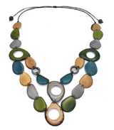 Canoa Naturals BIB3 Green Grey Brown Tagua Bib Necklace