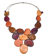 Canoa Naturals BIB5 Orange Brown Tagua Bib Necklace