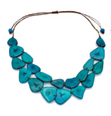 Canoa SLMFT7 Two Strand Teal Tagua Necklace