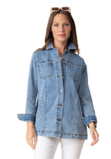 Habitat 11410 Stretch Light Denim Button Front Boyfriend Jacket