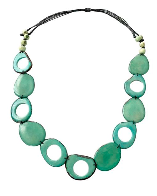 Canoa SSHLW6 AQUA Single Strand Hollow Tagua Necklace