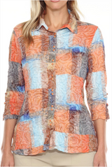 Carine BC25158 SUNSET WEAVE Burnout Crinkle Sabrina Shirt