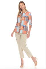 Carine BC25158 SUNSET WEAVE Burnout Crinkle Sabrina Shirt