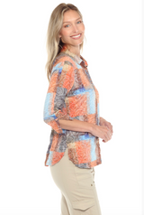 Carine BC25158 SUNSET WEAVE Burnout Crinkle Sabrina Shirt