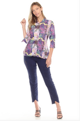 Carine BC25142 ORCHID MOSAIC Burnout Crinkle Sabrina Shirt