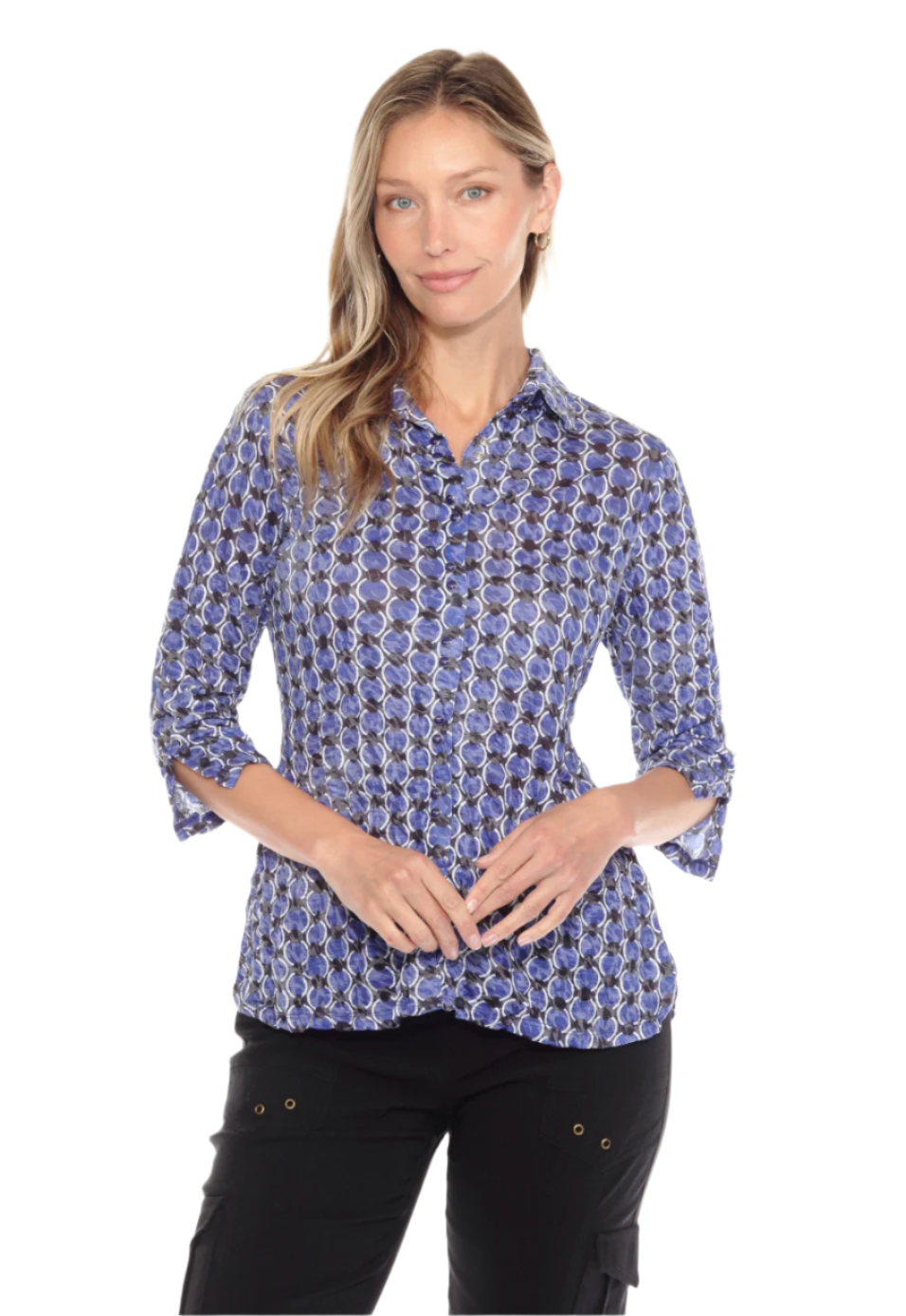 Carine BC25715 TWILIGHT ORBS Burnout Crinkle Sabrina Shirt