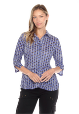 Carine BC25715 TWILIGHT ORBS Burnout Crinkle Sabrina Shirt
