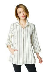 Habitat 15119WT WINTER WHITE East Side Stripes Hidden Placket Shirt